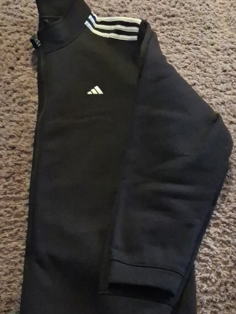 adidas Black Jacket with White Shoulder Stripes